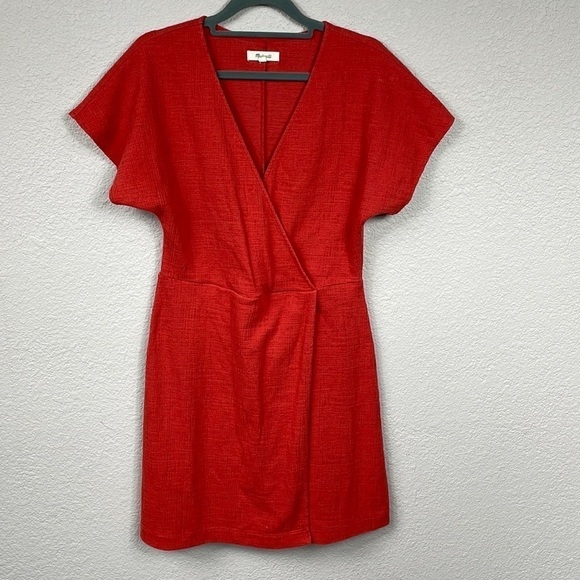 Madewell Cross Front Flutter Sleeve Mini Dress Etruscan Clay Sz S - Picture 4 of 12